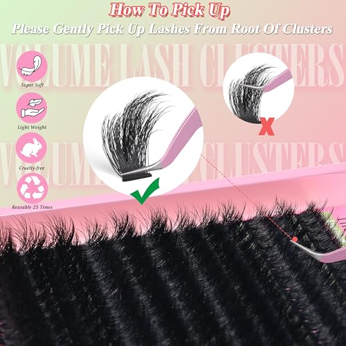 300D Thick Cluster Lashes 14-22mm Dramatic Volume