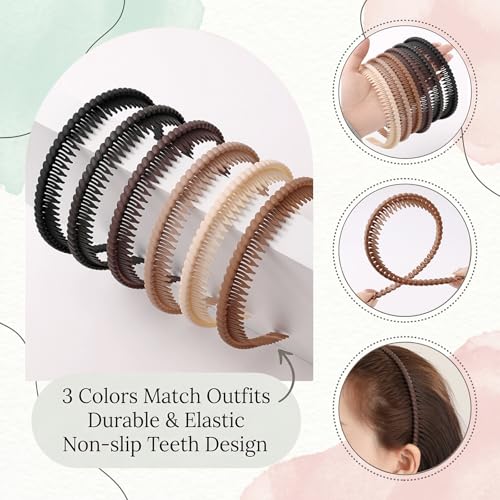 8-Piece Non-Slip Toothed Headbands Set for Women