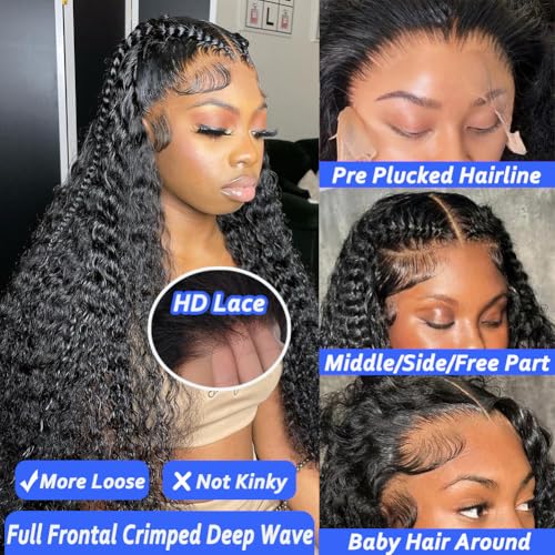 Simeider 30 Inch Deep Wave Lace Front Wig Human Hair 13x6