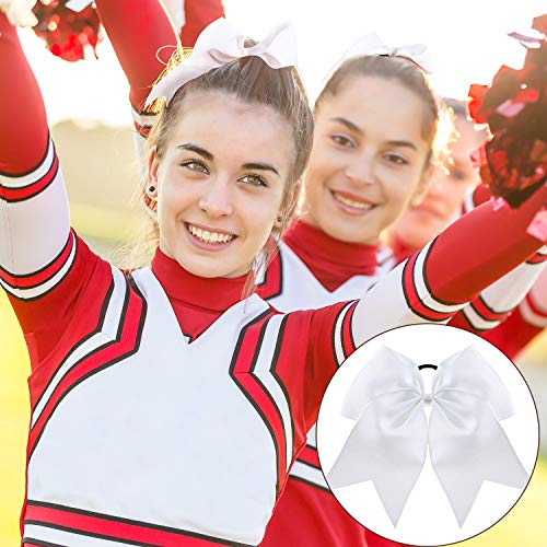 Jumbo Cheerleading Hair Bows 8 Inch White (2-Pack)