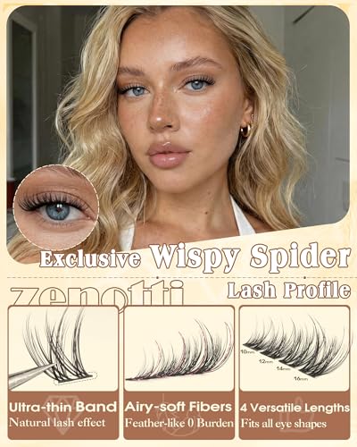 Zenotti C-Curl 210Pcs Soft Spider Lash Clusters 10-16mm Kim K Breeze Look