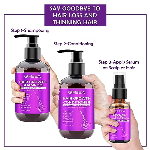 GIFBEA Hair Growth Shampoo & Conditioner Set with Biotin & Oils