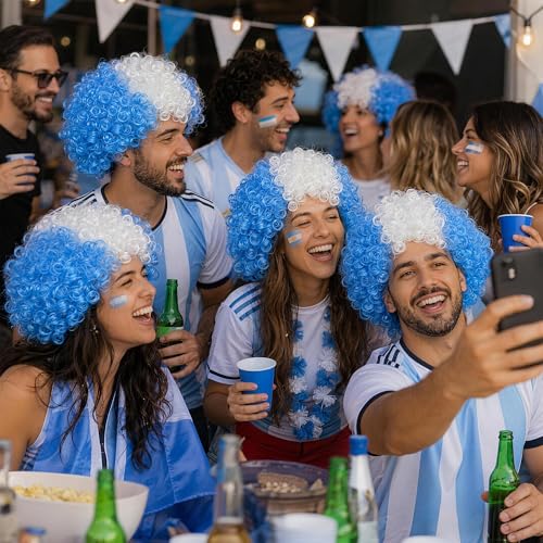 Argentina Flag Afro Wig for Soccer Fans