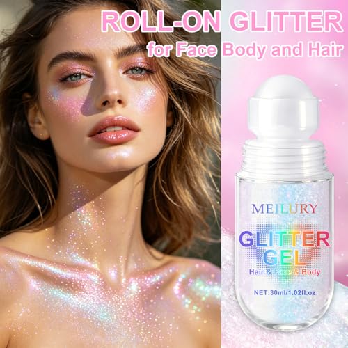 Roll-On Body Glitter Gel - Holographic Chameleon Shimmer (2 Pack)