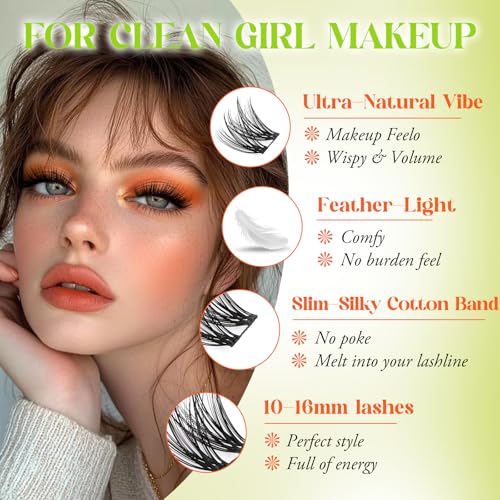 Manga Lash Clusters Natural Eyelash Clusters C Curl Cluster Eyelash Extensions 10-16mm Manga Individual Lashes 320 pcs Lightweight Lashes Clusters DIY at Home£¨40D False Lashes)