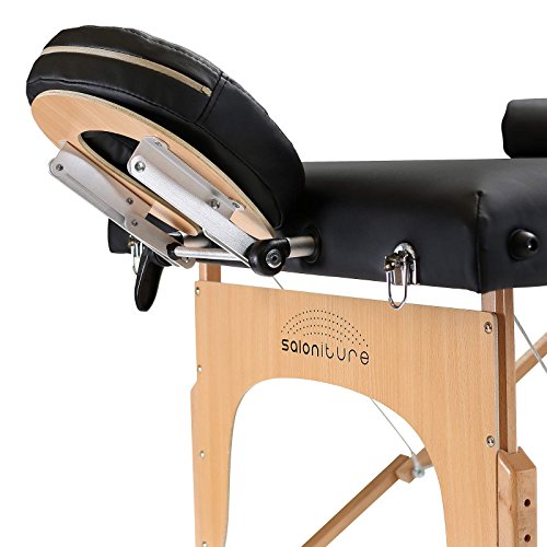 Saloniture Portable Massage Table with Backrest - Black, Deluxe Comfort & Sturdy Support