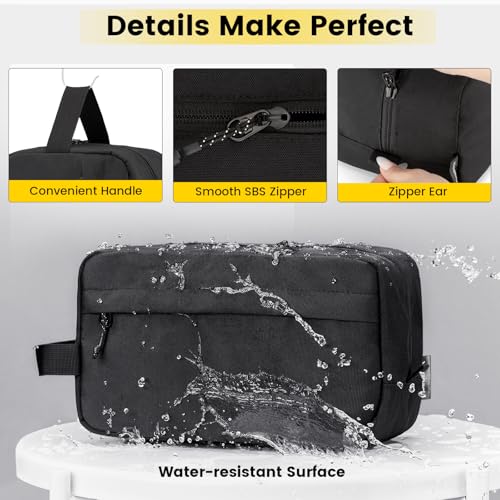 Vorspack Water Resistant Travel Toiletry Bag for Men & Women - Large Black, organized compartments