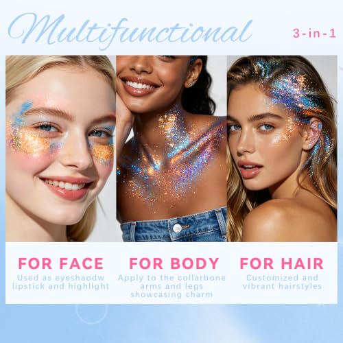 Sparkling Blue Roll-On Body Glitter Gel - Chameleon Holographic