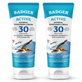 Badger Mineral Sunscreen Cream SPF 30, Zinc Oxide Sun Care, 98% Organic, Reef Safe, Water Resistant, Unscented Face and Body Sunscreen Travel Size, 2.9 fl oz, 2-Pack