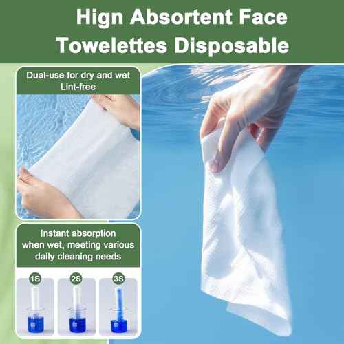 Face Towels Disposable, 12¡± x 10¡± Biobased Facial Towelettes, Large Soft & Thick Dry Wipes for Gentle Skincare, Face Washing & Makeup Removal, Lint-Free Clean Facial Towels, 50 Count