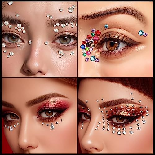 Teenitor 12-Color Glitter Gel Set with Face Gems & Hair Jewels