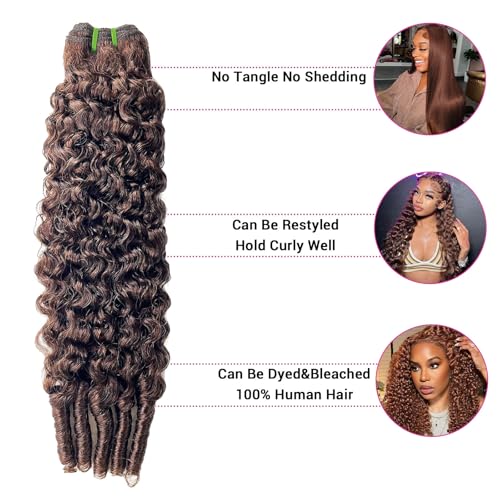 Chocolate Brown Burmese Curly Human Hair Bundle 22 Inch