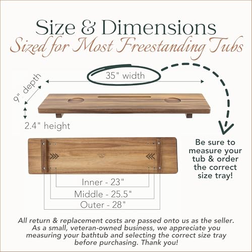 35" Acacia Wood Bath Tray for Freestanding Tubs