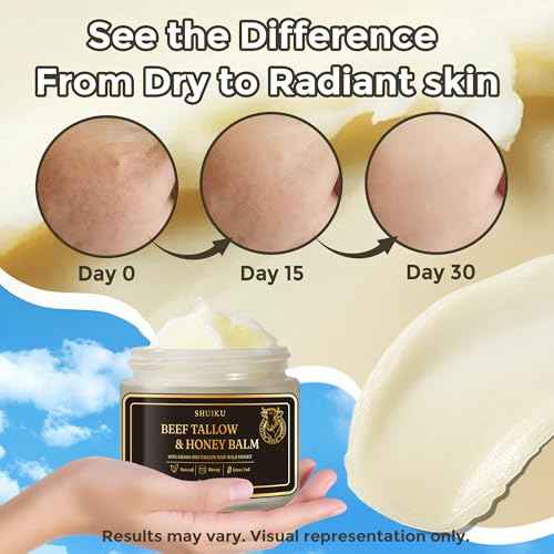 Beef Tallow and Honey Balm for Face, All-Natural Tallow and Balm for Face & Body, Grass-Fed Tallow with Raw Wild Honey, Ultra-Hydrating Moisturizer for Men and Women