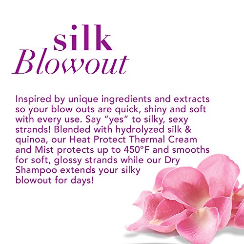OGX Protecting + Silk Blowout Quick Drying Thermal Protection Spray,Heat Protectant Spray Shields Hair up to 450¡ÆF For Soft,Shiny Hair and Big,Beautiful Blowouts,Light Hold,6 fl. oz,(Pack of 2)