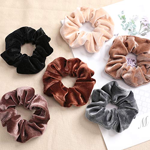 IVARYSS Velvet Scrunchies 12-Pack Dark Colors Hair Ties