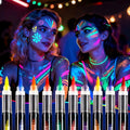 UV Glow Face Paint Markers - 10 Neon Colors, Waterproof