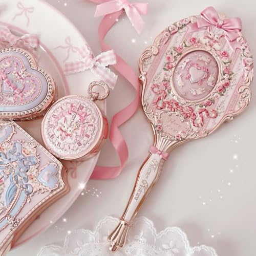 Flower Knows Bunny Garden Hand Mirror - Pink Floral Design