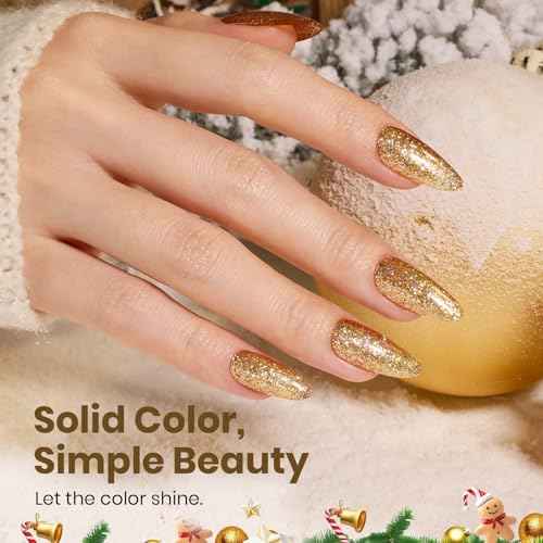 Beetles Gold Gel Nail Polish ? Starlit Gold Sparkling Glitter Reflective Purple Gel Polish 15ml UV/LED Soak Off Long Lasting Christmas Nail Art Home DIY Salon