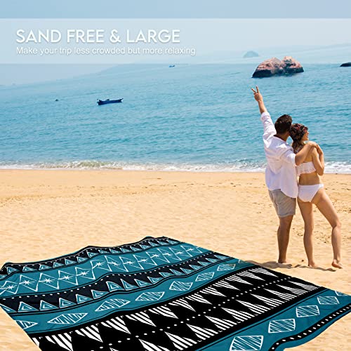 BYDOLL Beach Blanket 78''×81'' 1-5 Adults Oversized Lightweight Waterproof Sandproof Beach Blanket Large Picnic Mat Beach Blanket for Beach Travel Camping Hiking Picnic