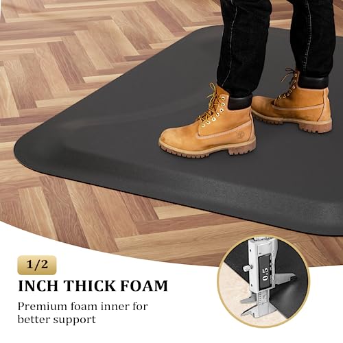 OmySalon Salon Mat for Hair Stylist Anti Fatigue, Thick Barber Chair Mats with Round Cutout Hair Salon Mats for Hairdresser Standing, Barbershop Beauty Spa Hairdressing Equipment