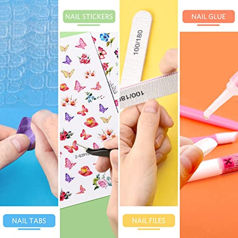 720 Pcs Short Coffin Press On Nails Set with Glue & Tools