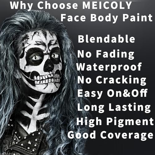 Halloween Face Paint Kit - Black & White Oil-Based Makeup