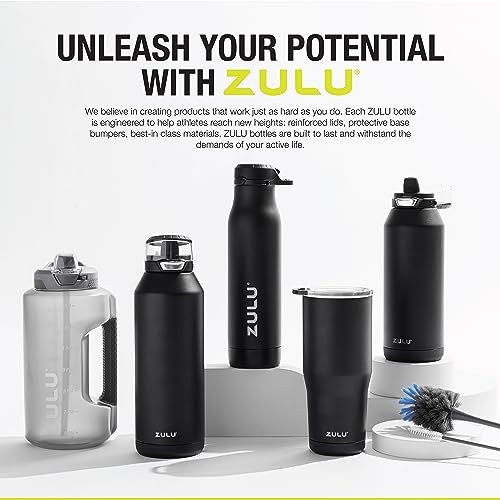 ZULU Torque 16oz Plastic Kids Water Bottle with Silicone Sleeve and Leak-Proof Locking Flip Lid and Soft Touch Carry Loop for School Backpack, Lunchbox, Outdoor Sports, Dishwasher Safe, Mojo Blue