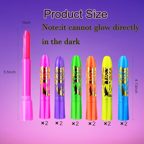 12pcs Glow Face Body Paint - UV Black Light Makeup Kit