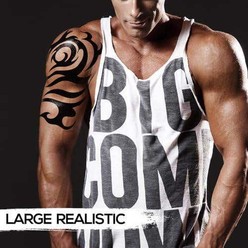 6-Sheet Large Temporary Tattoos for Men – Waterproof Tribal Designs