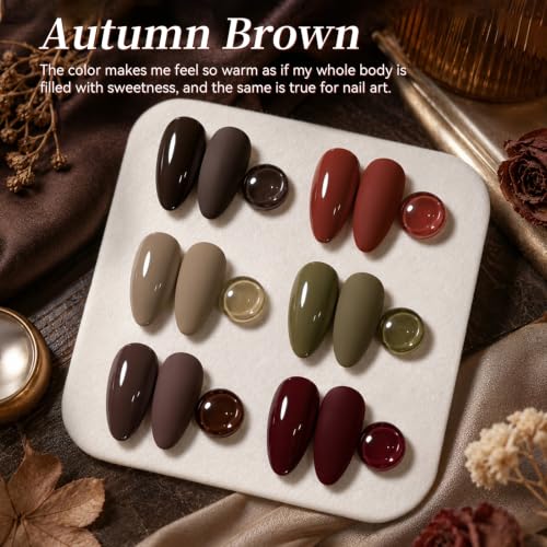 Born Pretty Fall & Winter Gel Nail Polish Set - 6 Earth Tone Colors
