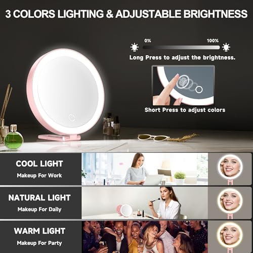 Mocado 30X Magnifying Lighted Makeup Mirror - Rose Gold, 6" Large Surface, Suction Cup