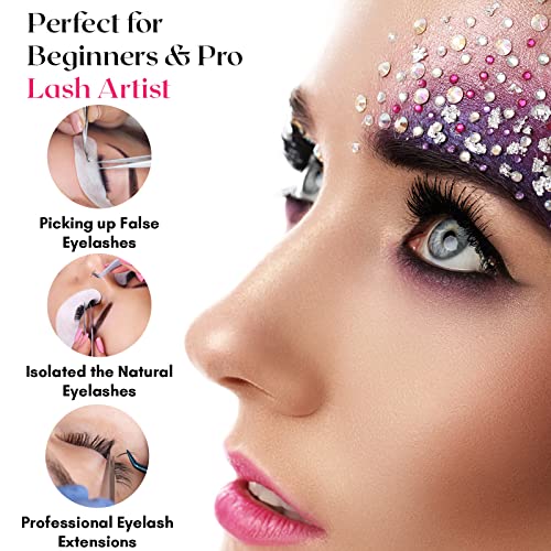 My Lash Tools Fiber Tip Lash Tweezers for Eyelash Extensions Professional Lash Tech Supplies Must Haves Volume Boot Eyelash Tweezers 12cm Stainless Steel Mink Fan Making Lashing Tweezer (Rose Gold)