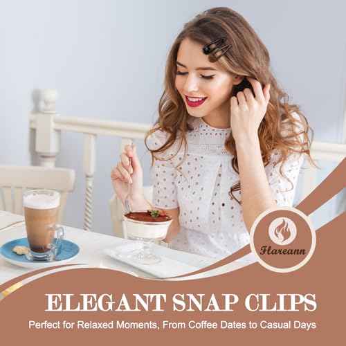 Neutral Shades Glossy Snap Hair Clips by FLAREANN ? 50 PCS 2 Inch Non-Slip Metal Hair Barrettes for Women in Beige, Black, Brown, Light Brown & Grey ? Minimalist Hair Accessories