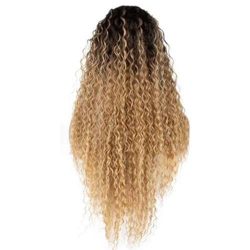 Black Textures Synthetic Lace Front Wig, Long Wavy Hair, 31 Inches (1B/27)