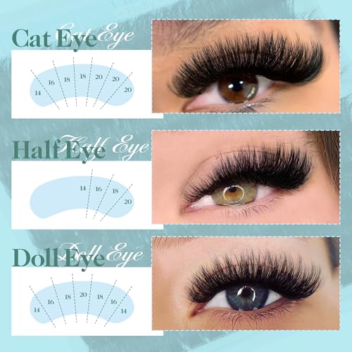 Fluffy Lash Clusters Long Eyelash Clusters, 180D Thick Cluster Eyelash Extensions 14-20mm Individual Lashes Look Like Lash Extension 170pcs Dramatic Eyelashes DIY Volume Lashes Strip