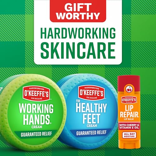 O'Keeffe's Giftbox Including Lip Repair with Cherry and Vitamin E Oil Stick,Working Hands Jar and Healthy Feet Jar,Gift Idea,(Pack of 2)