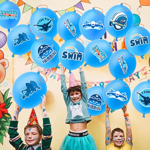 72 Piece Swimming Party Favor Set | Punch Balloons & Tattoos