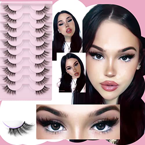 Half Lashes Natural Look Wispy Cat Eye 3D Faux Mink 10 Pairs