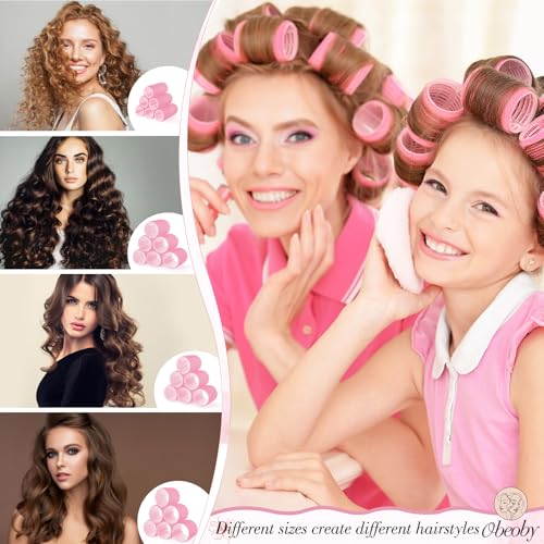 Hair Rollers Set 24 Pcs 4 Sizes Self-Grip with Clips