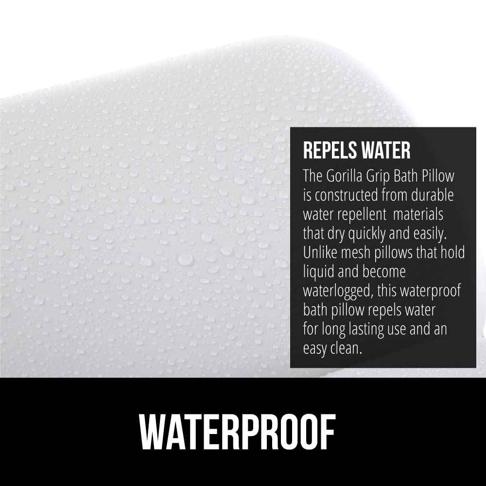 GORILLA GRIP Bath Pillow for Tub, Headrest for Neck and Back Support, Luxury Bathtub Pillows, Hot Tub Cushions, Bathroom Accessories for Women, Relaxing Spa Gifts for Mom Wife Girlfriend 2 Panel White