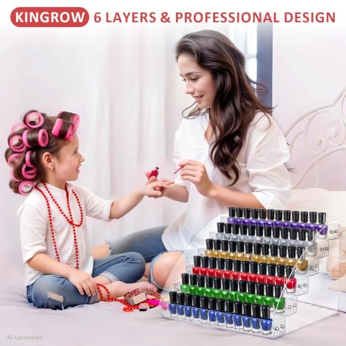 KINGROW 6-Tier Acrylic Nail Polish Organizer Display Rack