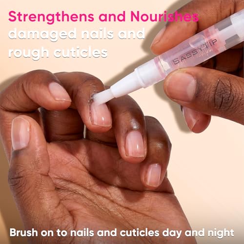 SASSYTIP Cuticle Oil Pen for Brittle Nails - Biotin & Ginseng Nail Strengthener