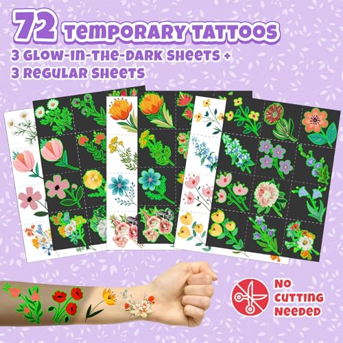96pc Wildflower Party Set – 72 Tattoos & 24 Slap Bracelets