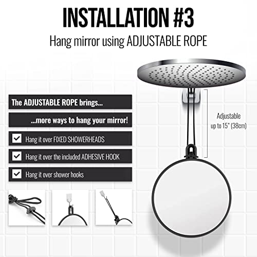 Fogless Shower Mirror for Shaving, Shatterproof 6" with Anti-Fog Spray