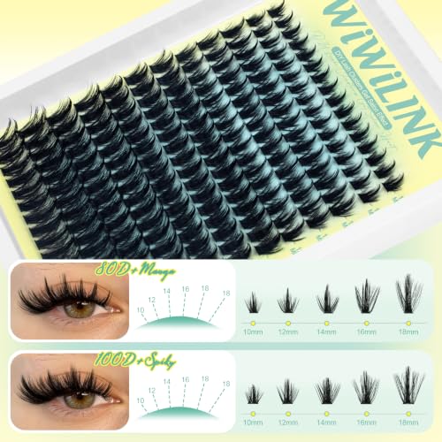 Lash Clusters Kit 10-18mm D Curl Fluffy Eyelash Extensions with Bond & Seal
