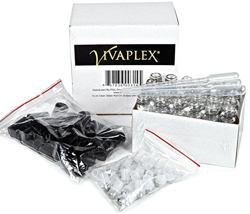 Vivaplex 10ml Glass Roller Bottles - 24 Pack with Stainless Steel Balls