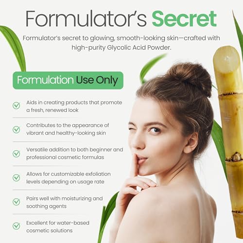 Glycolic Acid Powder (1.41 Oz / 40 grams) Cosmetic Grade Crystals for DIY Skincare, Serums, and Lotions by Talsen Chemicals