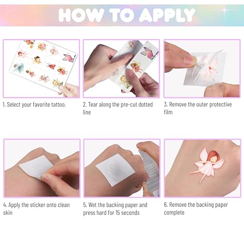 120 PCS Fairy Temporary Tattoos for Kids - Pre-Cut Woodland Theme