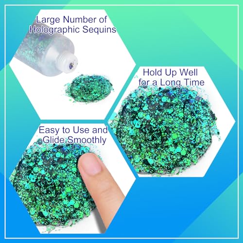 Chameleon Green Body Glitter - Self-Adhesive Face Paint